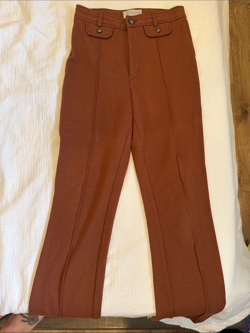 Everlane Brown High-Waist Ponte Flare Trousers